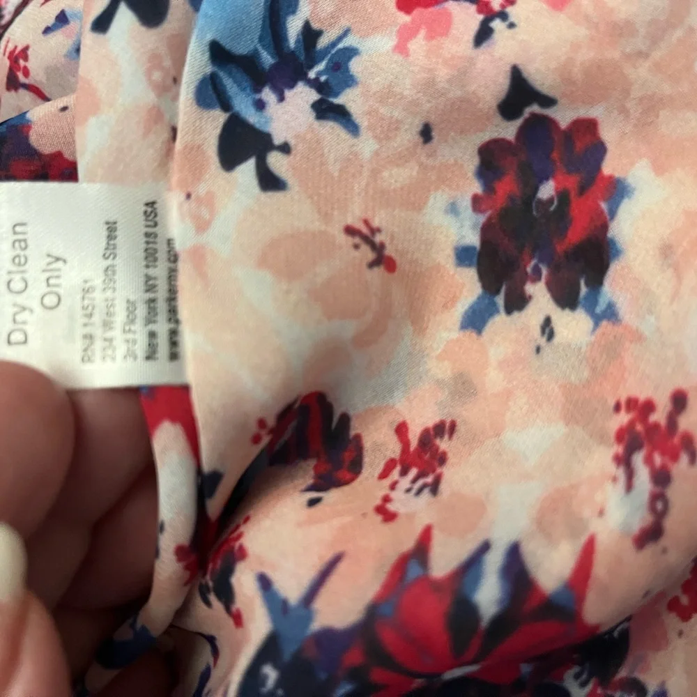 PARKER 100% SILK FLORAL CRISS CROSS FRONT STRAPPY FLOWY DRESS SIZE MEDIUM - Picture 12 of 16